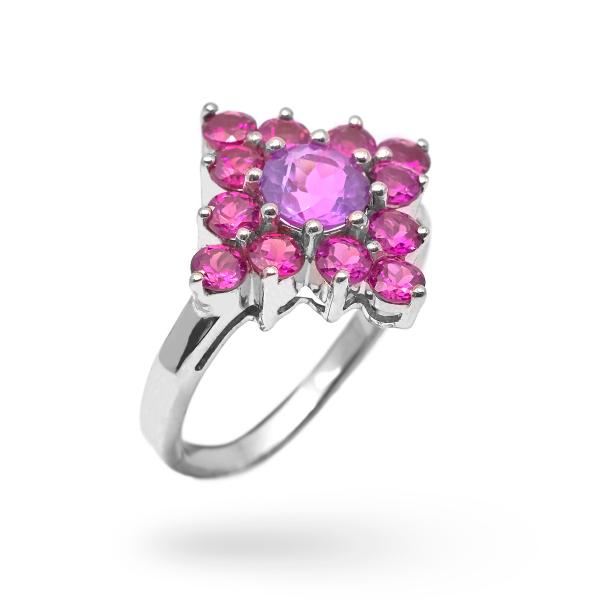 Silver ring rhodolite, amethyste Jasmina